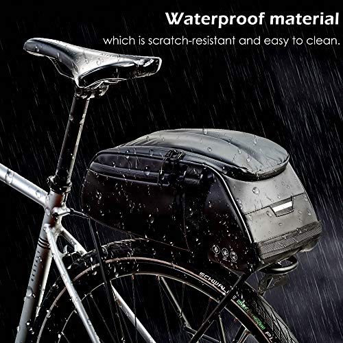 BAIGIO Bike Trunk Bag Waterproof Bicycle Rear Rack Pannier Cycling Carrier Bags Multifunctional Shoulder Pack with Lengthened Shoulder Strap