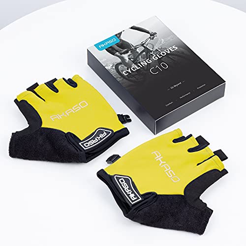 AKASO Cycling Gloves Half Finger Bicycle Gloves Shock-Absorbing Anti-Slip Breathable MTB DH Road Biking Gloves for Men/Women