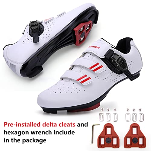 Unisex Pelaton-Compatible Cycling Shoes: White, Size 7