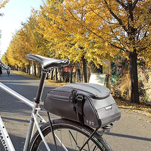BAIGIO Bike Trunk Bag Waterproof Bicycle Rear Rack Pannier Cycling Carrier Bags Multifunctional Shoulder Pack with Lengthened Shoulder Strap