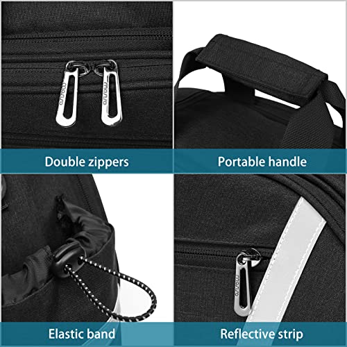 MOSISO Bike Rack Bag, Waterproof Bicycle Trunk Pannier Rear Seat Bag Cycling Bike Carrier Reflective Backseat Cargo Storage Luggage Saddle Shoulder Bag with Water Bottle Holder & Handle, Black