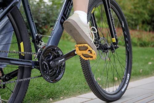 Mountain Bike Pedals - 9/16" Nylon Fiber Bicycle Flat Pedals -Bicycle Platform Pedals for Road Mountain BMX MTB Bike (Yellow)