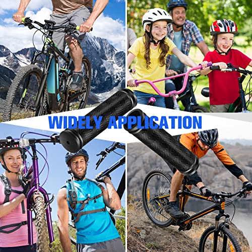 Yexiya 48 Pcs Bike Handle Grips Kids Non Slip Rubber Bicycle Handlebar Grips Black Replacement Bike Grips for Girls Boys Tricycle Wheelchair Mountain Bike BMX MTB (Simple Style)