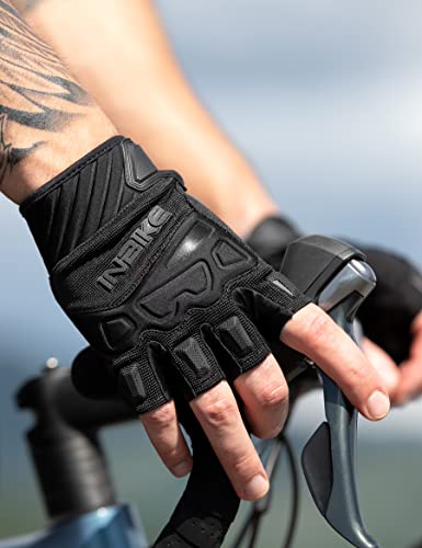 INBIKE Cycling Bike Gloves Padded Half Finger Bicycle Gloves Shock-Absorbing Anti-Slip Breathable MTB Road Biking Gloves for Men/Women