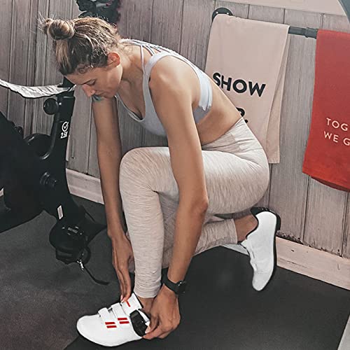 Unisex Pelaton-Compatible Cycling Shoes: White, Size 7