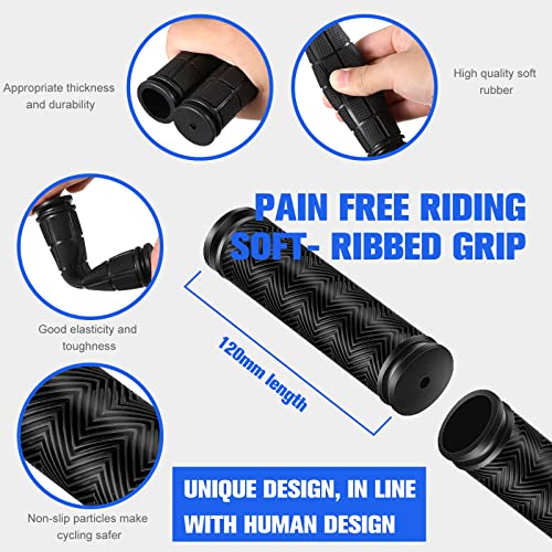 Yexiya 48 Pcs Bike Handle Grips Kids Non Slip Rubber Bicycle Handlebar Grips Black Replacement Bike Grips for Girls Boys Tricycle Wheelchair Mountain Bike BMX MTB (Simple Style)
