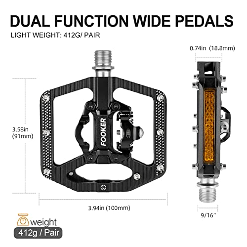 FOOKER Mountain Bike Pedals with Reflectors