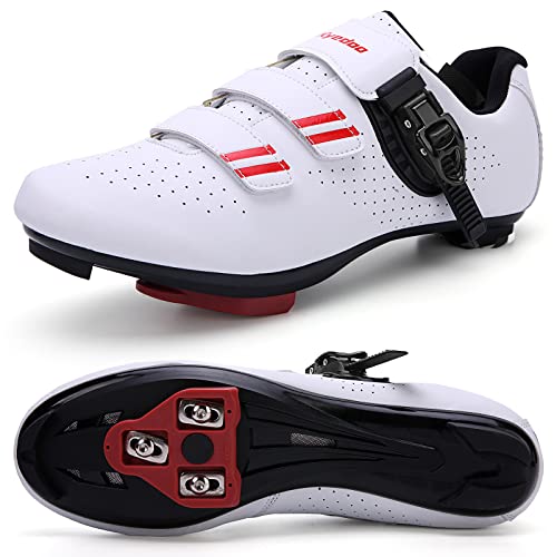 Unisex Pelaton-Compatible Cycling Shoes: White, Size 7