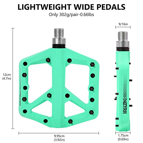 Green MTB Pedals with 3 Bearings
