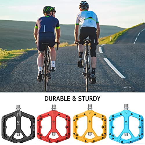 Mountain Bike Pedals - 9/16" Nylon Fiber Bicycle Flat Pedals -Bicycle Platform Pedals for Road Mountain BMX MTB Bike (Yellow)
