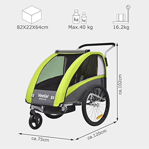 Veelar 2-in-1 Double Bike Trailer & Stroller