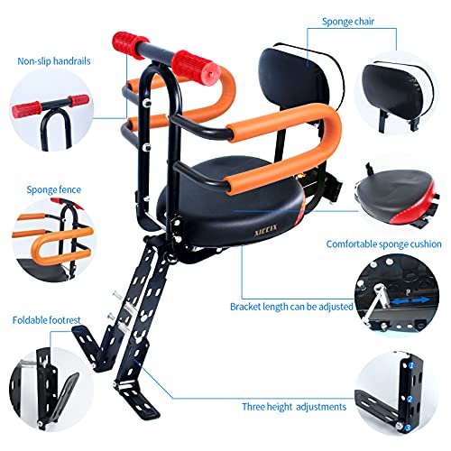 Foldable Front Child Bike Seat with Guardrail
