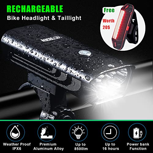 2023 Rechargeable 8500lm Bike Lights 12 Modes