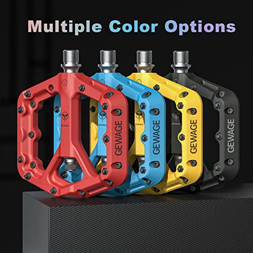 Mountain Bike Pedals - 9/16" Nylon Fiber Bicycle Flat Pedals -Bicycle Platform Pedals for Road Mountain BMX MTB Bike (Yellow)