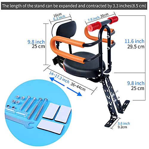Foldable Front Child Bike Seat with Guardrail