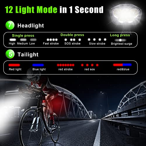 2023 Rechargeable 8500lm Bike Lights 12 Modes