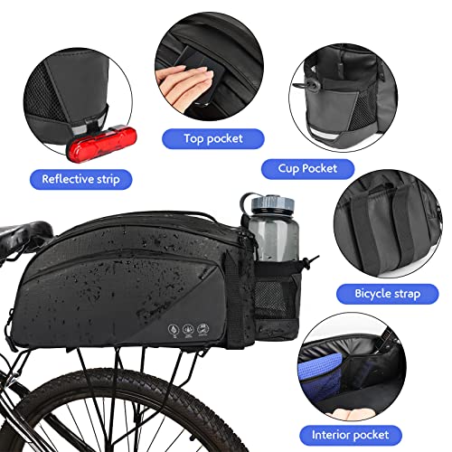 12L Waterproof Bike Trunk Bag with Shoulder Strap