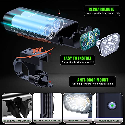 2023 Rechargeable 8500lm Bike Lights 12 Modes