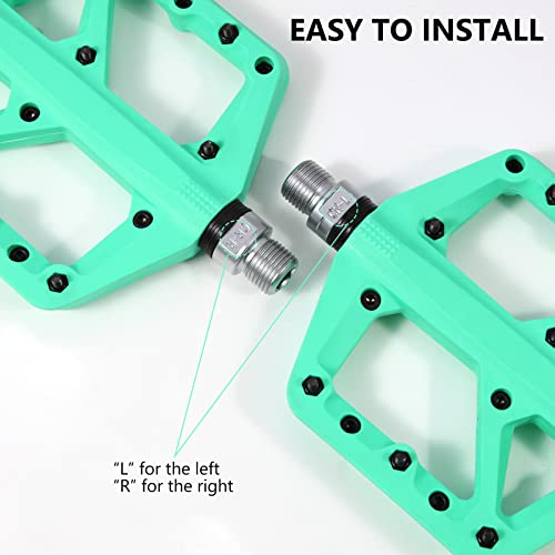 Green MTB Pedals with 3 Bearings