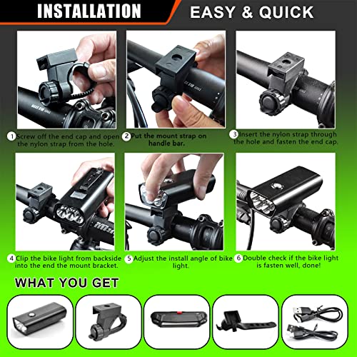 2023 Rechargeable 8500lm Bike Lights 12 Modes