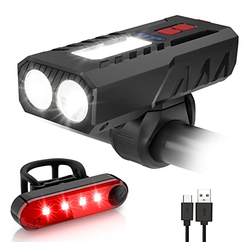 USB Rechargeable Bike Lights - 6 Modes, 3000LM