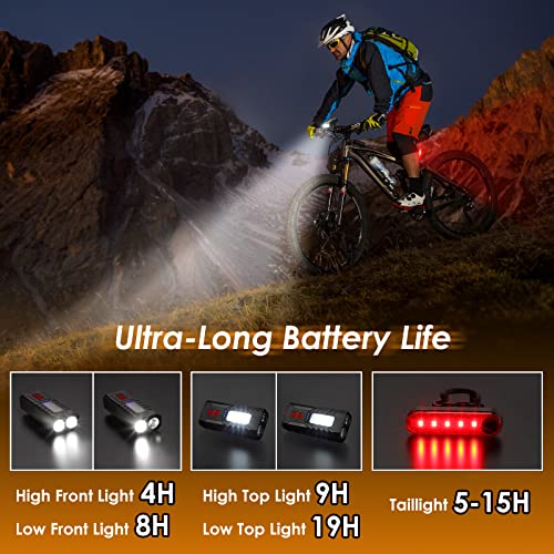 USB Rechargeable Bike Lights - 6 Modes, 3000LM