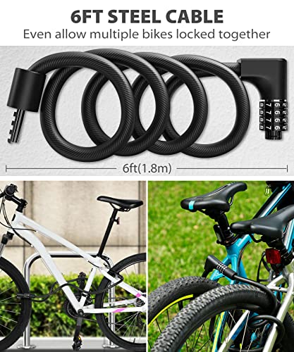 Sportneer Bike Cable Lock with Combo and Keys