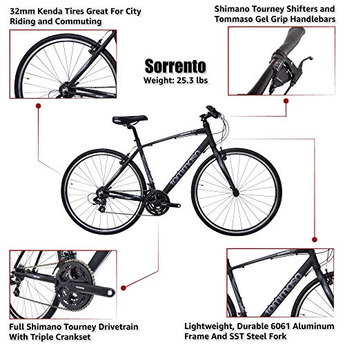 Tommaso Sorrento Hybrid Fitness Bike - Matte Black/Grey