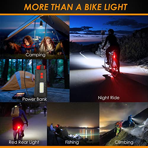 USB Rechargeable Bike Lights - 6 Modes, 3000LM