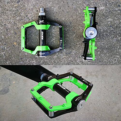 Shanmashi Black Green MTB Pedals with Non-Slip Studs