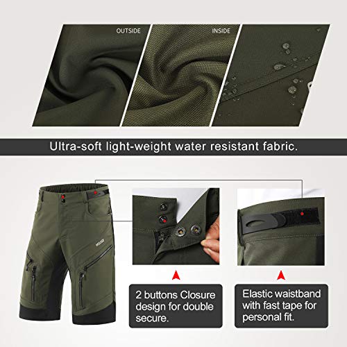 Men's Loose Fit MTB Cycling Shorts - Army Green