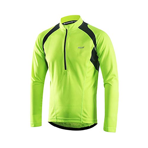 Men's Green Cycling Jersey with Long Sleeves - ARSUXEO
