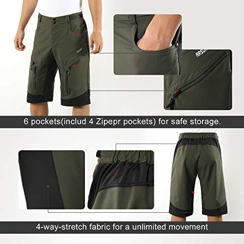 Men's Loose Fit MTB Cycling Shorts - Army Green
