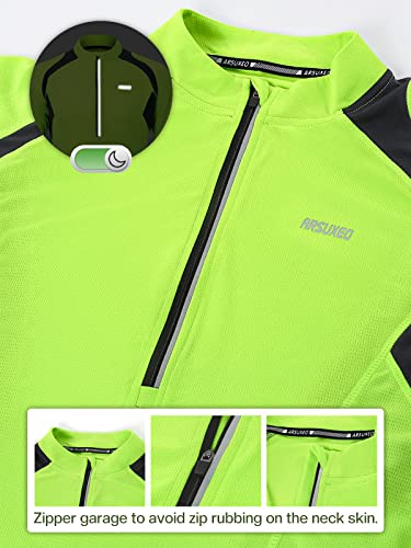 Men's Green Cycling Jersey with Long Sleeves - ARSUXEO