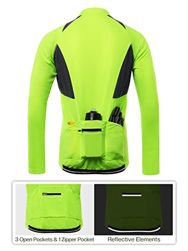 Men's Green Cycling Jersey with Long Sleeves - ARSUXEO