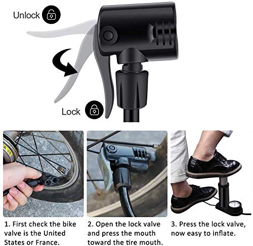 Mini Portable Bike Pump with Pressure Gauge (Blue)