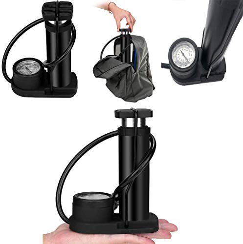 Mini Portable Bike Pump with Pressure Gauge (Blue)
