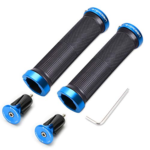 TOPCABIN Bicycle Grips,Double Lock on Locking Bicycle Handlebar Grips Rubber Comfortable Bike Grips for Bicycle Mountain BMX (Navy)