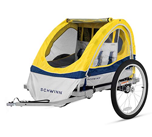 Schwinn Child Bike Trailer, Double Carrier, Canopy, Wheels