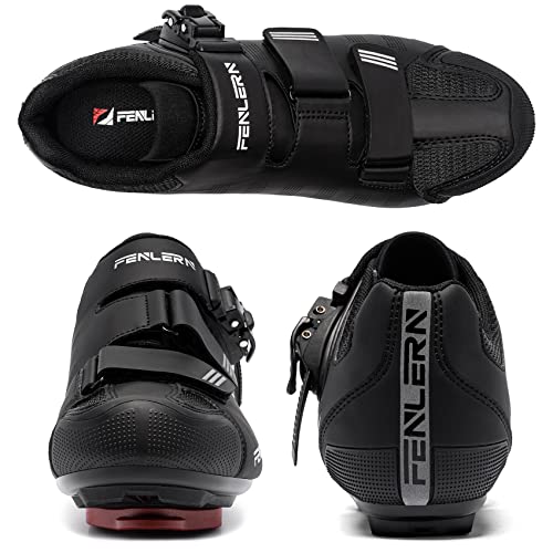 FENLERN Men's Peloton-Compatible Cycling Shoes, Black (9.5)