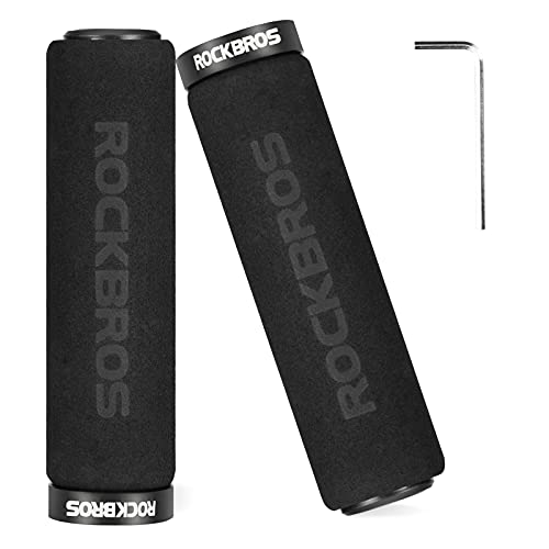 Rock BROS Bike Grips Foam Single Lock on Bicycle Handle Bar Soft Comfortable Non-Slip Bike Handle Grips for BMX Mountain MTB Beach Cruiser Scooter