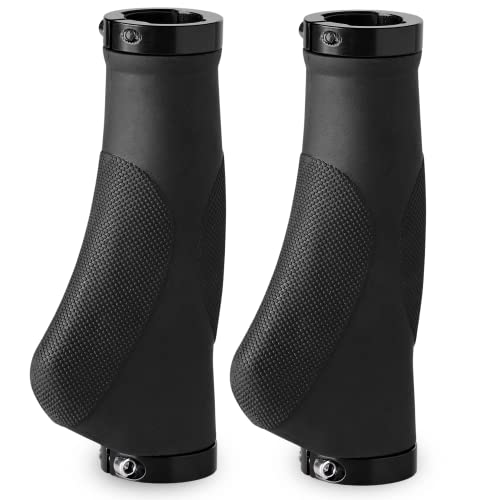 Bikeroo Bike Grips for Handlebar - Non-Slip, Comfortable, Rubber Bike Handle Grips for Outdoor Use - Dirt, Road, Mountain Bicycle Grips (130mm)