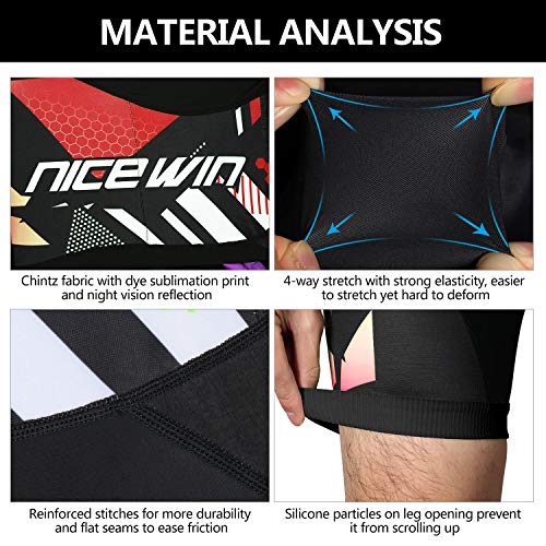 Men's Cycling Shorts Anti-Slip Leg 4D Padded Bike Shorts with 3-Pockets Breathable Biking Bicycle Motorcycle Half-Pants Red M