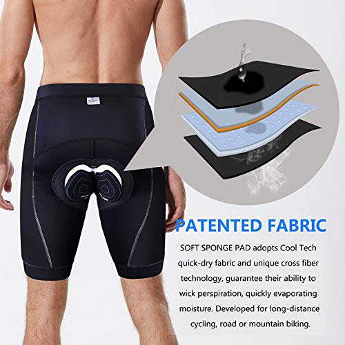 Men's Cycling Shorts Anti-Slip Leg 4D Padded Bike Shorts with 3-Pockets Breathable Biking Bicycle Motorcycle Half-Pants Red M