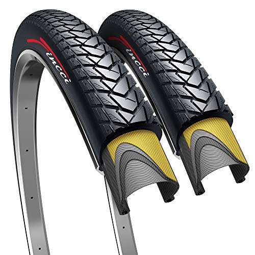 Fincci Pair 700x35c Tire 37-622 Foldable 60 TPI City Commuter Tires with Nylon Protection for Cycle Road Mountain MTB Hybrid Touring Electric Bike Bicycle - Pack of 2X 700 x 35c Tires