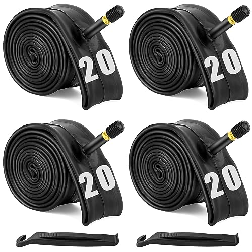 4 Pack 16"/ 20"/ 24"/ 26" Bike Tubes with 2 Tire Levers, Bicycle Inner Tube Schrader Valve Fit 1.75/1.95/2.10/2.125, Bike Inner Tube for Road/MTB/Kids Bike by Hydencamm