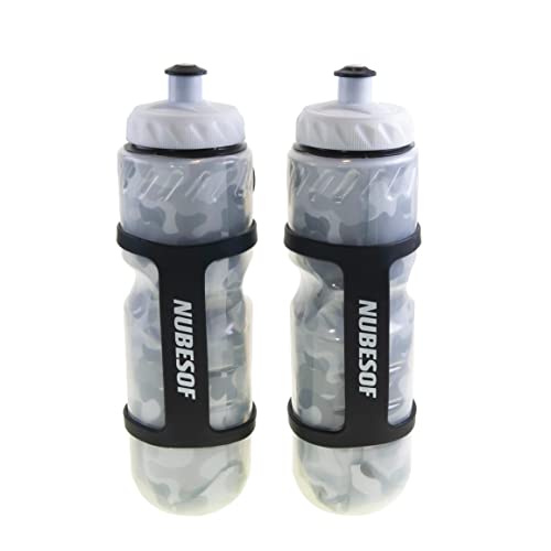 Sport Insulated Squeeze Bike Water Bottles, 2-Pack (Gray)