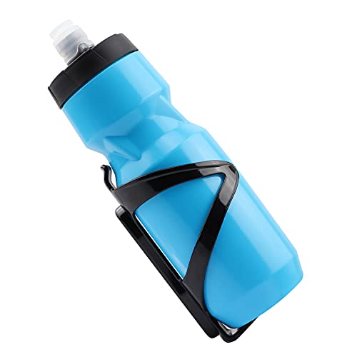 Sporty Blue Squeeze Water Bottle with Holder