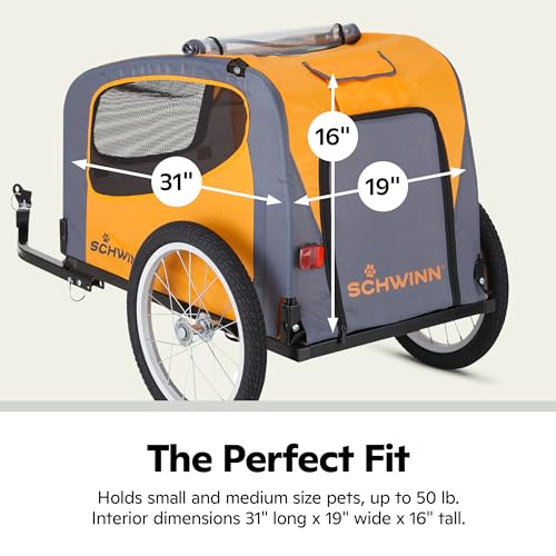 Schwinn Rascal Pet Trailer for Cycling, Orange