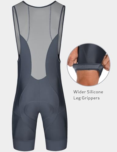 Przewalski Men’s 3D Padded Cycling Bike Bib Shorts, Bicycle Biking Bib Shorts (Gray, X-Large)